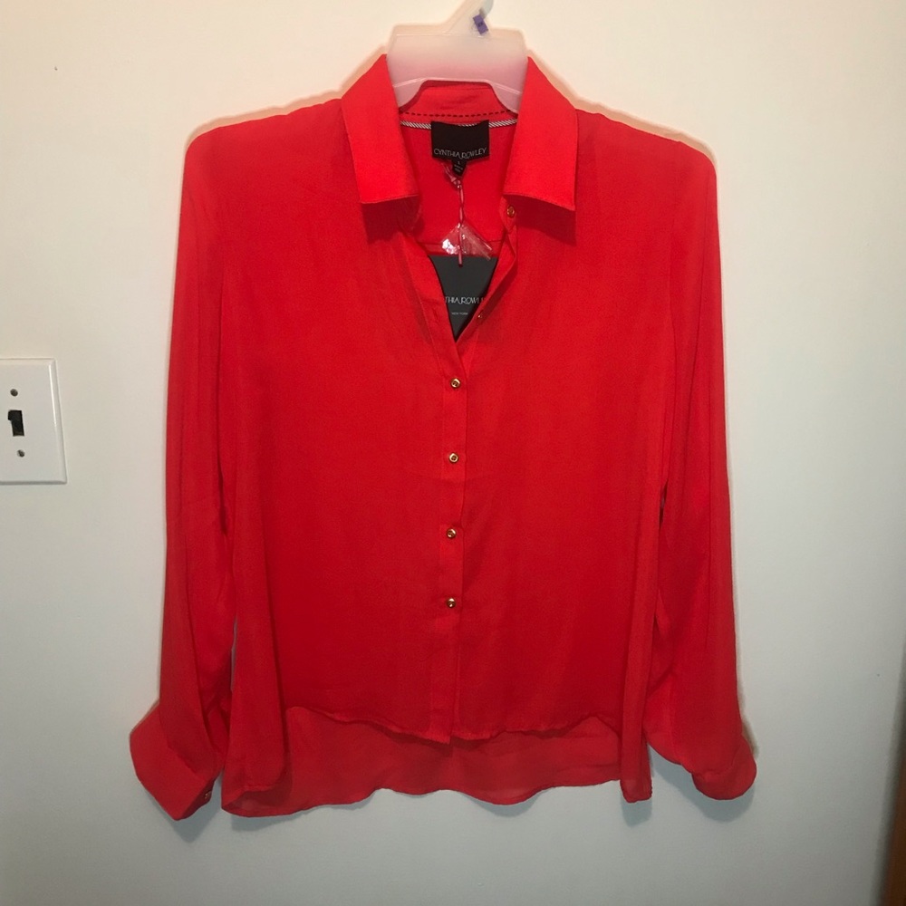 Cynthia Rowley Red Button down shirt